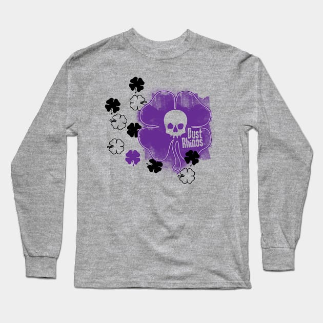 DR Skull and Shamrocks Purple Long Sleeve T-Shirt by Dust Rhinos Swag Store